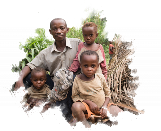 Man met gezin Congo